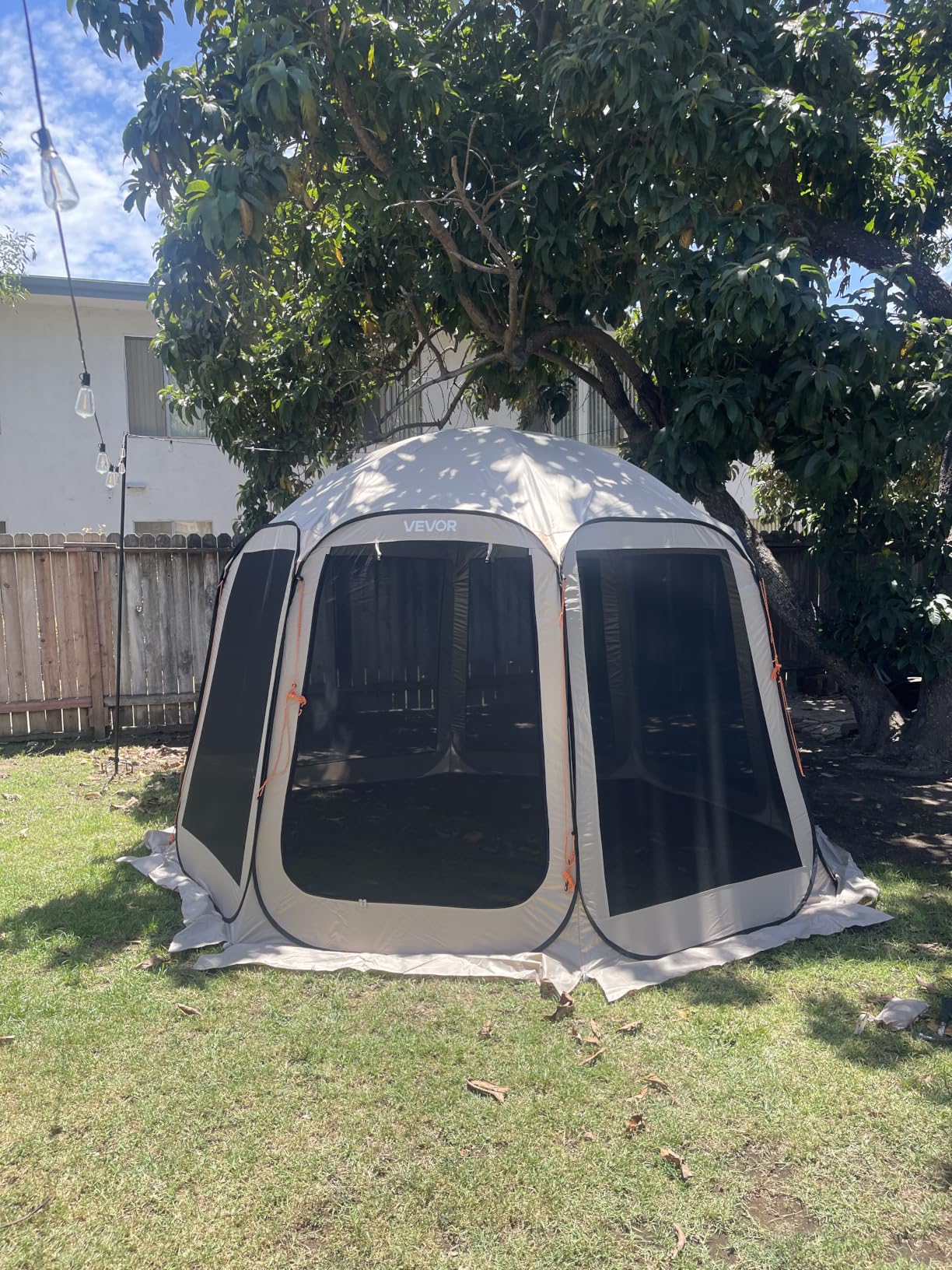 VEVOR Pop up Screen House Tent, 10 x 9.2 ft, 4-8 Person Screen Gazebo, Portable Screened in Canopy with Carry Bag, Netting Sides, Ground Stakes, for Garden, Patio, Backyard, Outdoor Activities, Beige customer photo 2
