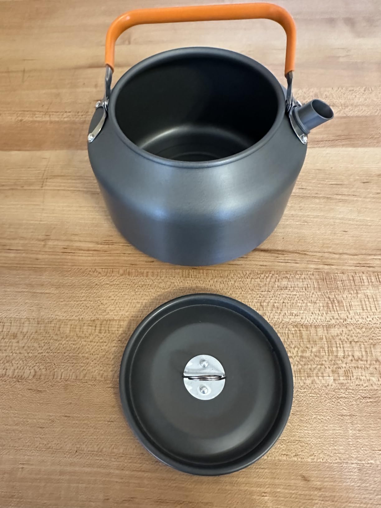 FUNYKICH 1.2L Camping Kettle with Carry Bag, Portable Stovetop Tea Kettle Fast Heating Boiling Hot Water for Open Fire, Lightweight Coffee Pot with Anti-Scald Handle for Outdoor Hiking Picnic Travel customer photo 2