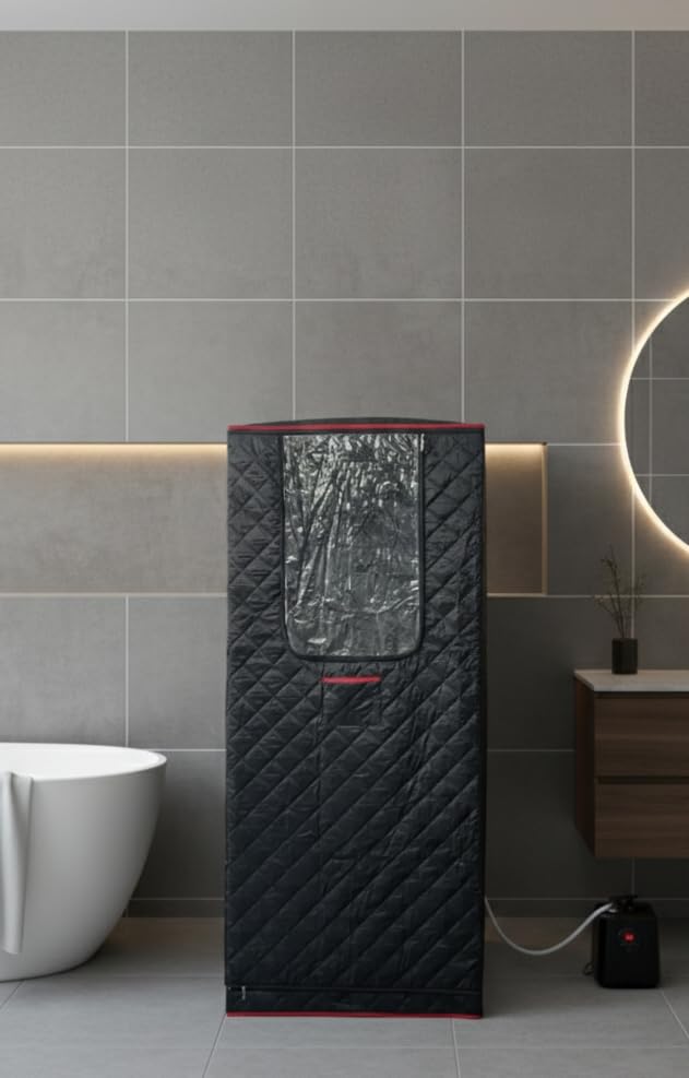 Manastin Upgraded Portable Steam Sauna for Home, Sauna Tent with 3L/1200W Steamer, XL Foldable and Remote Control, 99-Min Timer and 15 Power Levels, 2.6' x 2.6' x 5.9' Detox Spa for Relaxation, Jet Black customer photo 2