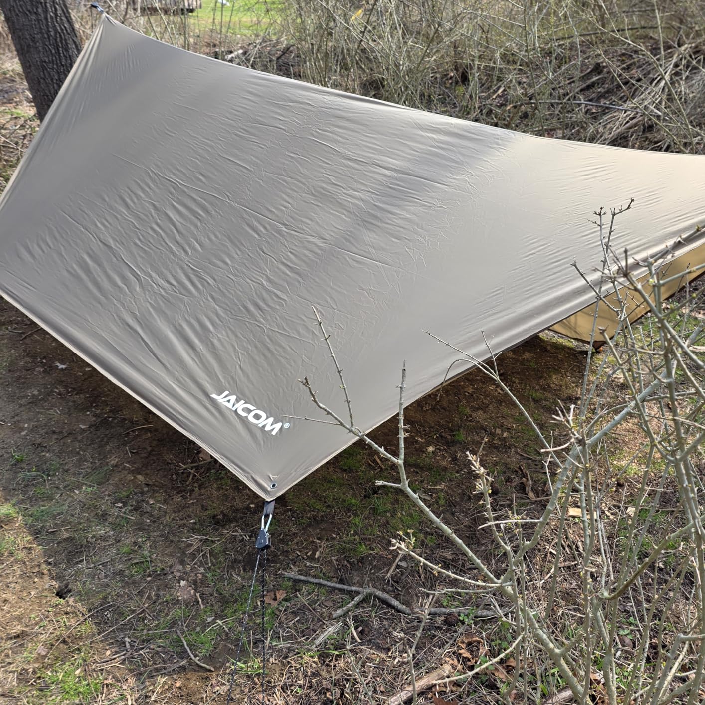 Waterproof Hammock Rain Fly, 12ft x 9.5ft Portable Camping Tarp | Large Camp Tarp with Tent Stakes & Trap Clip & Guy Lines, Ultralight Shelter for Backpacking, Outdoor Shade, Picnic, PU3000mm customer photo 2