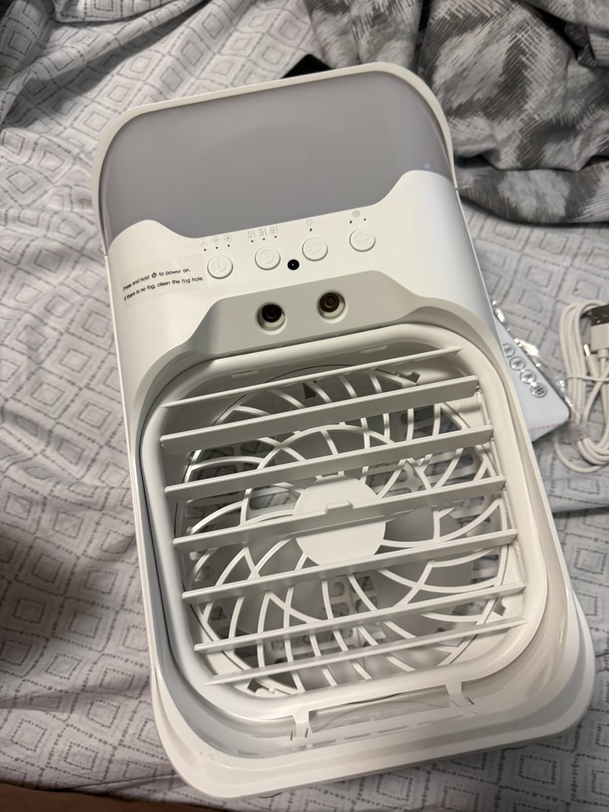 Portable Air Conditioners,4-in-1 Air Cooler,3 Fan Speeds,1600ML Water Tank With 2 Mist,10 Color Night Light,Remote Control,Portable AC for Room,Car,Bedroom,Office,Outdoor customer photo 2