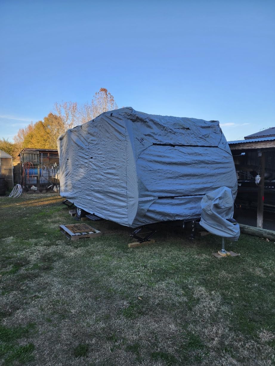 Class A RV Cover Fits 34'-37' RV: Extra Thick 7 Layers Top, Heavy Duty Waterproof Class A Motorhome Cover with 3 Extra Windproof Long Straps, Gutter Covers customer photo 2