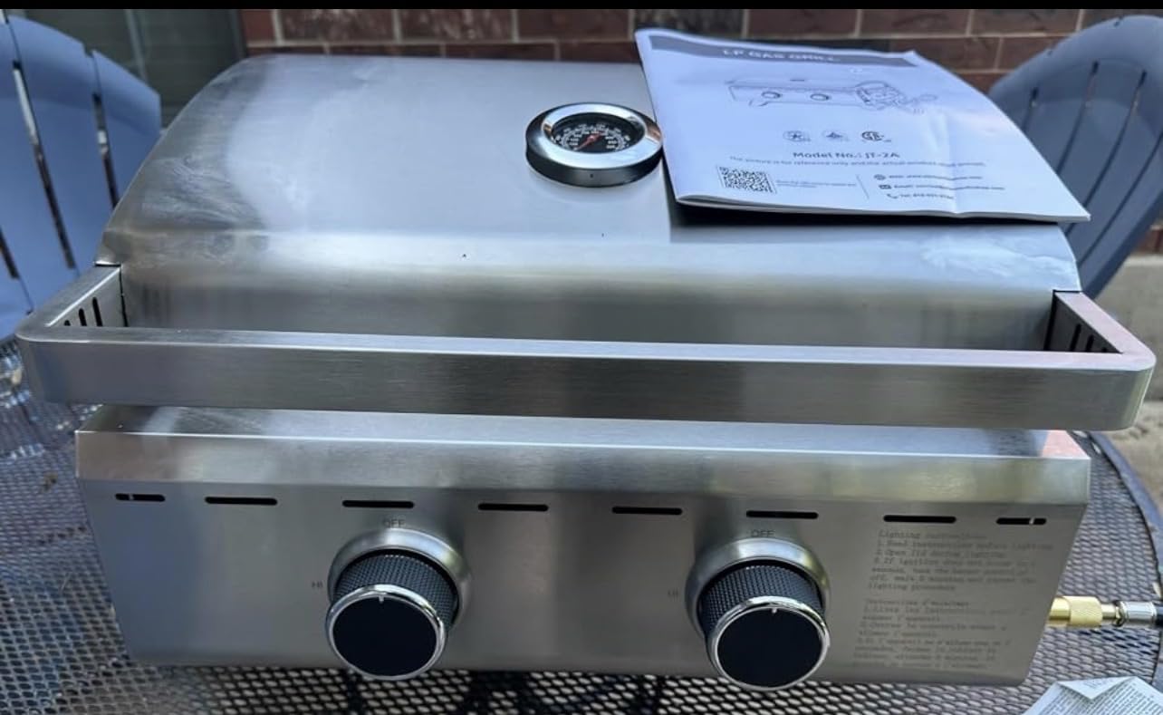 Electactic 20,000 BTUs Portable Tabletop Gas Grill, 2-Burner Propane Grill with 251 Sq.in Cooking Area, Stainless Steel BBQ Grill with Foldable Legs, Easy Assemble & Clean for Outoor/Patio/Camping customer photo 1