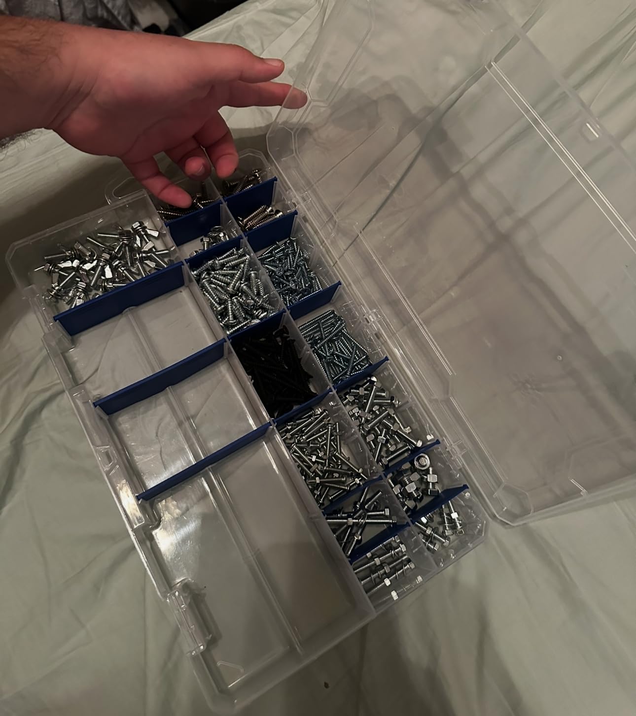 Flambeau Outdoors 4007 Tuff Tainer, 24 Compartments, 12 Zerust Dividers | Divided tackle box with 12 Zerust dividers creating up to 24 compartments. Translucent, 11 x 7.25 x 1.75in customer photo 1