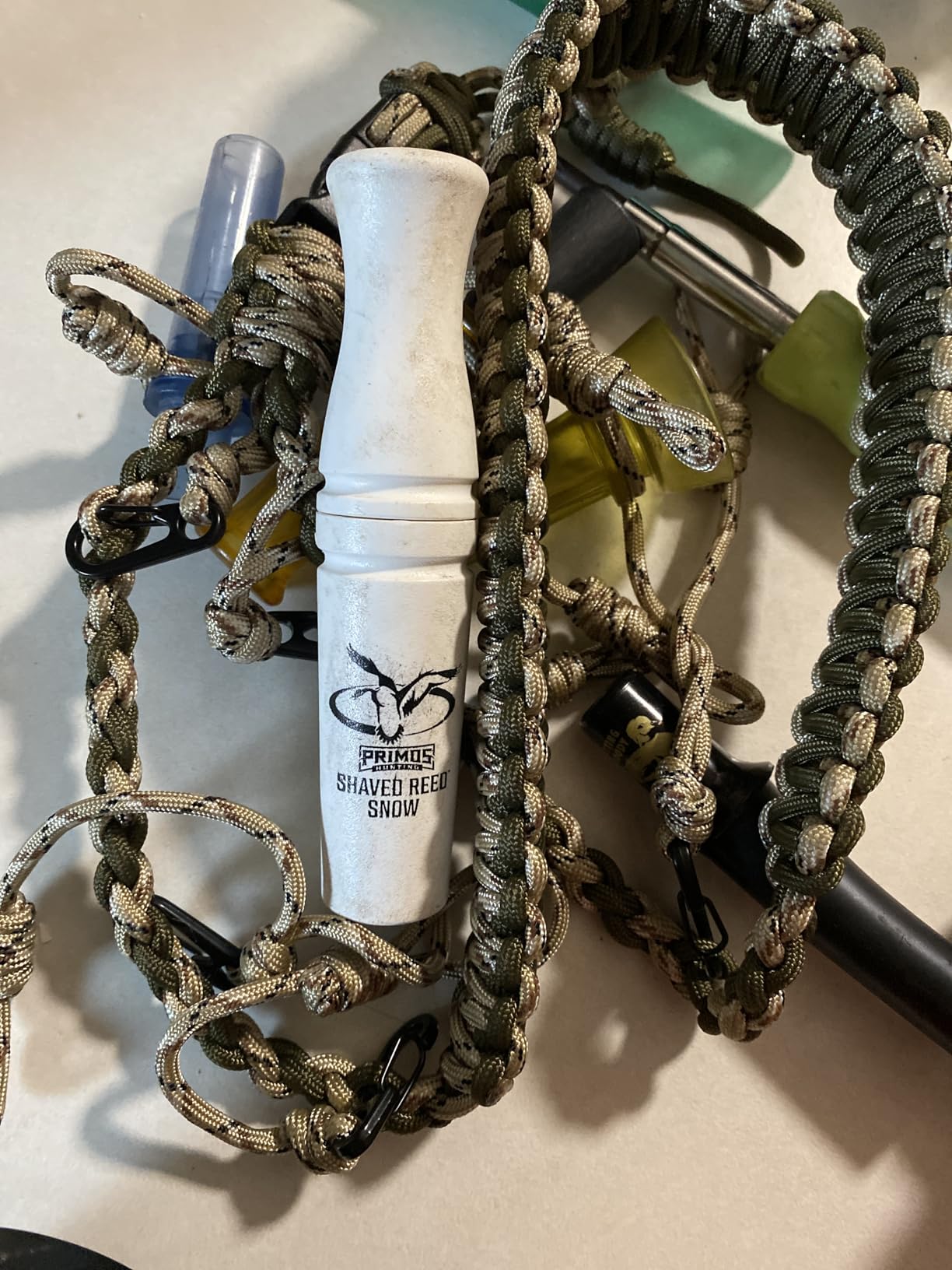 Primos Hunting 828 Goose Call, Shaved Reed Snow, White | Missile-shaped reed shaved to 9-14/1000 in, tremendous volume with little air, mimics a whole flock customer photo 1