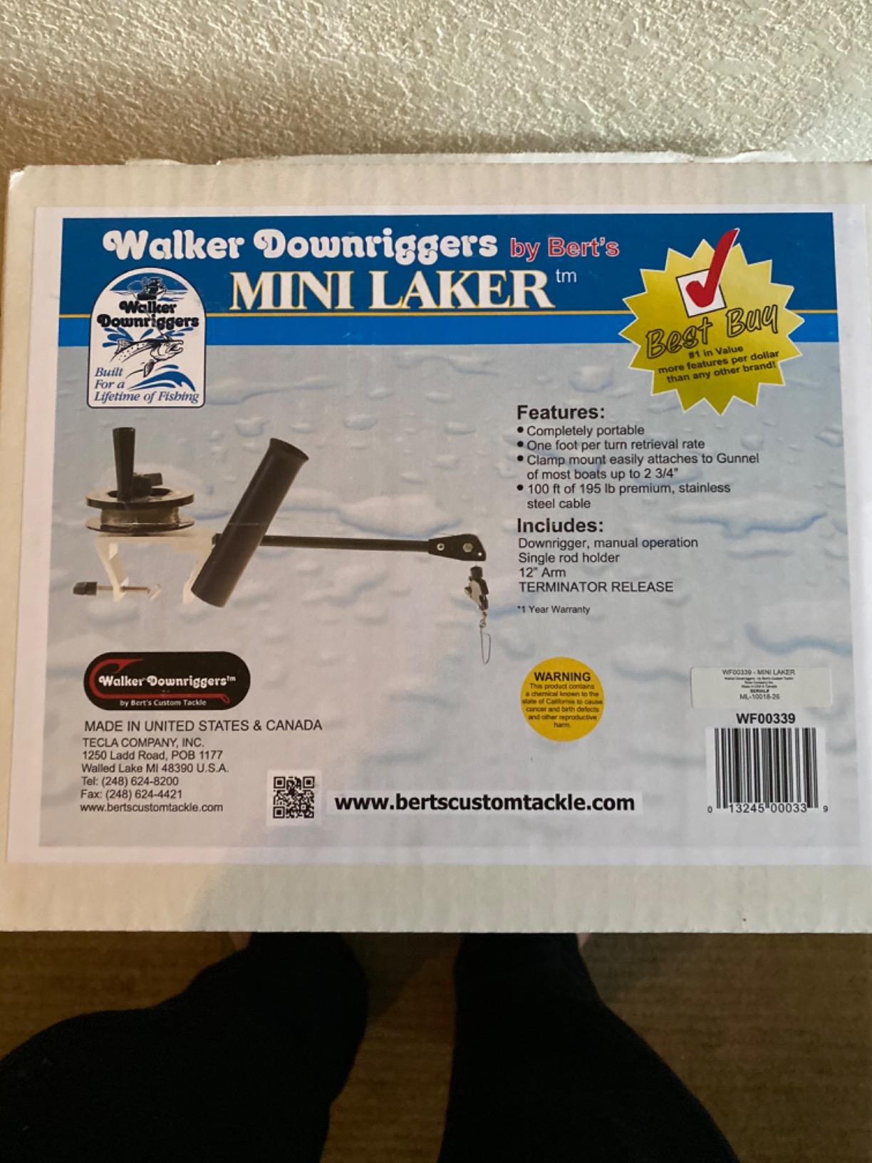 Walker Mini Laker Manual Downrigger - Ultra-Durable Aluminum & Stainless Steel Build, 6lb Weight Capacity, Includes Rod Holder & Clamp - Made in USA customer photo 1