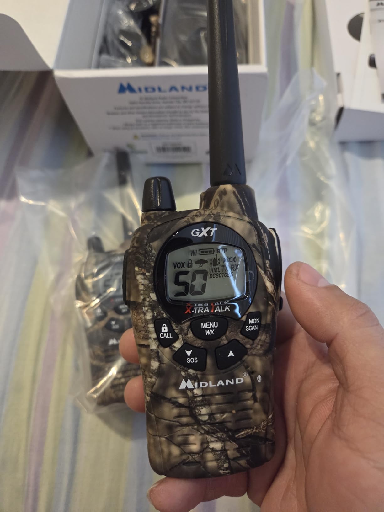 Midland GXT1050VP4 GMRS Two-Way Radio (50-Channel, Long Range, 142 Privacy Codes, SOS, NOAA, Rechargeable Nickle Battery, Mossy Oak Camo, 2-Pack) customer photo 2