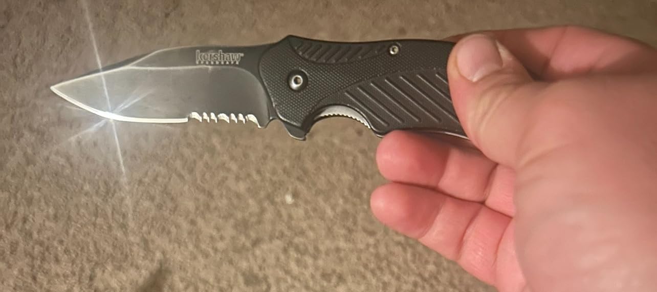 Kershaw Clash Pocket Knife, Black | 3.1 Inch Steel Drop Point Partially Serrated Blade, Assisted Opening, Reversible Clip, For Men and Women customer photo 2