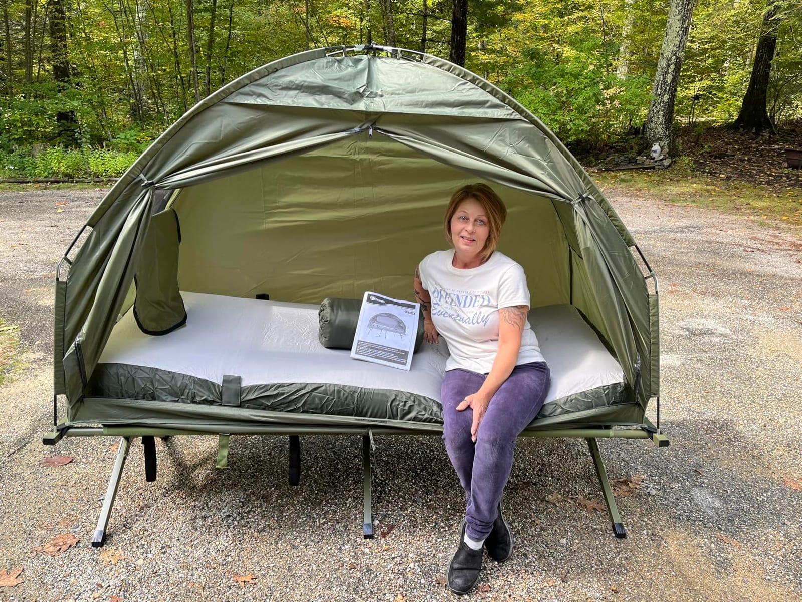 Outsunny Camping Tent Cot 6-in-1 Folding Tent Cot Combo Off Ground Travel | Mattress, Pillow, Sleeping Bag, Bed Cover, Roller Carrying Bag, Hiking, Backpacking, Picnic customer photo 1