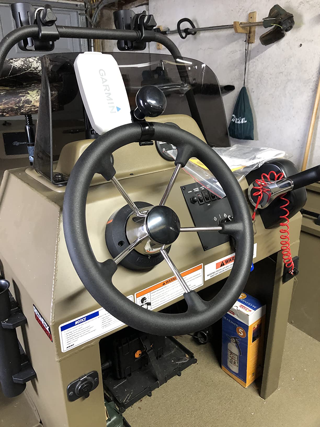 Amarine Made Boat Steering Wheel, 13-1/2 Inch Boat Marine 5 Spoke Destroyer Steering Wheel with Black Foam Grip customer photo 2