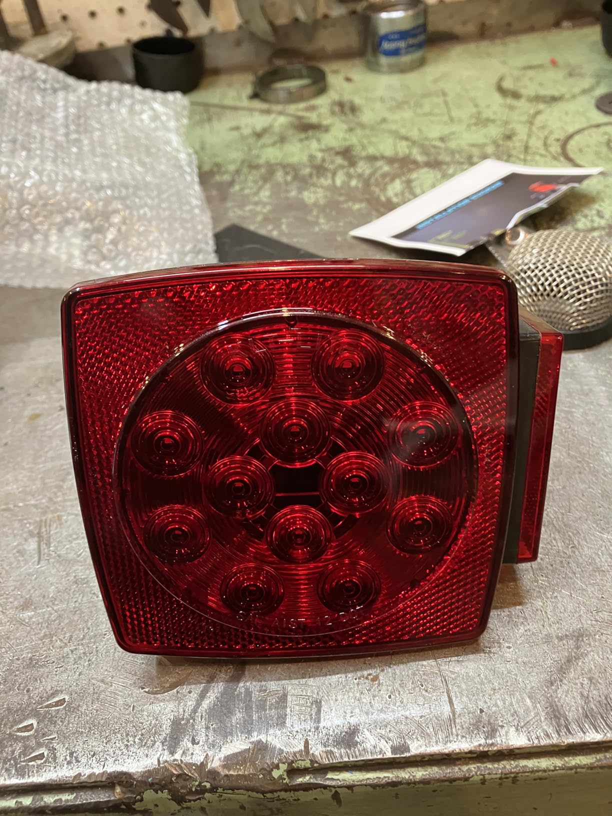 Partsam 12V Submersible Square Led Trailer Light, Red White LED Stop Turn Tail License Brake Running Light Lamp for Trailers Under 80