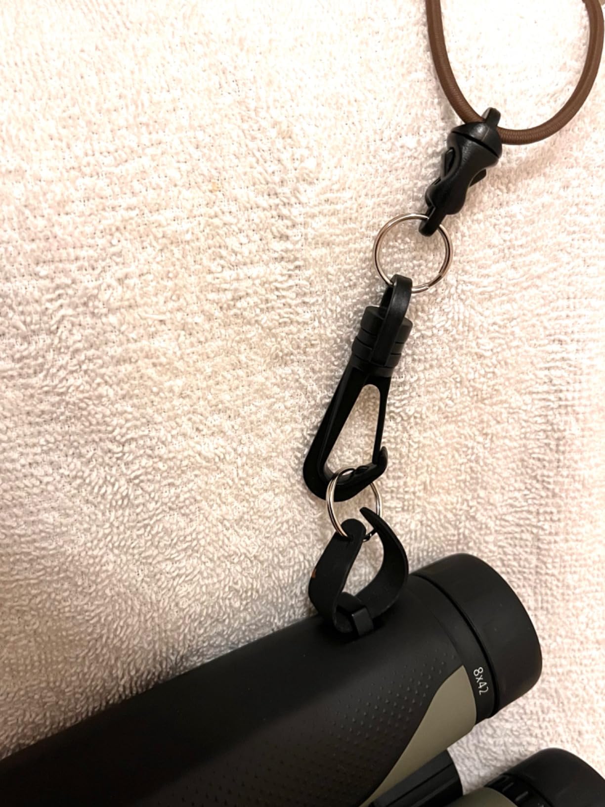 Rick Young Outdoors Premium Adjustable Binocular Harness | Comfortable for All-day Hunting, Birding, & Hiking | Compact Shock Cord Binocular Harness Reduces Strain | Stores Tangle-free customer photo 2