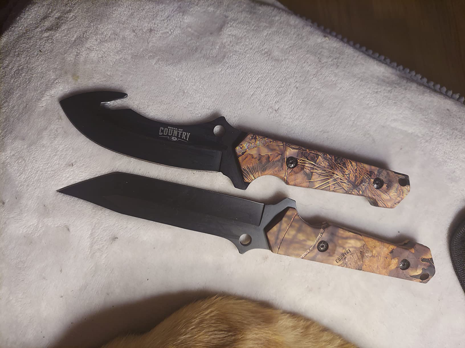 Mossy Oak Fixed Blade Hunting Knife Set - 2 Piece, Sheath Included | Full Tang Handle Straight Edge and Gut Hook Blades Game Processing Knife customer photo 1