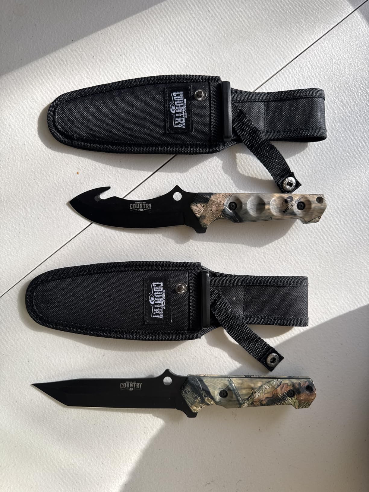 Mossy Oak Fixed Blade Hunting Knife Set - 2 Piece, Sheath Included | Full Tang Handle Straight Edge and Gut Hook Blades Game Processing Knife customer photo 2