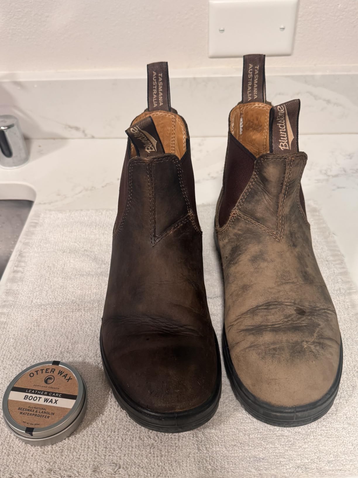 Otter Wax Boot Wax | 2 oz | Heavy-Duty Leather Waterproofing Wax & Protective Leather Sealant for Leather Boots, Hats, & Rain Gear | All-Natural & PFAS-Free Beeswax Protectant | Made in Portland USA customer photo 2
