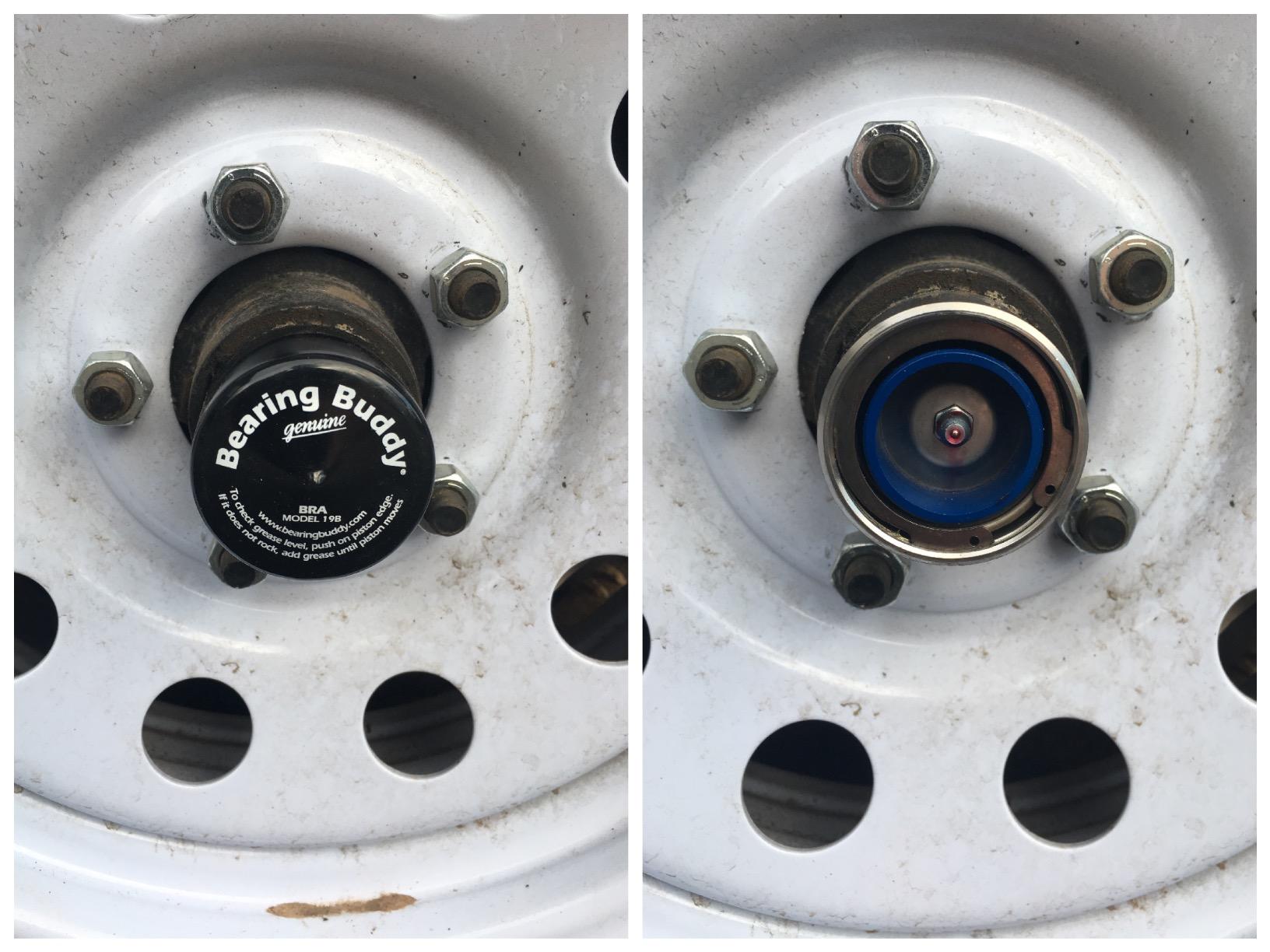 Bearing Buddy 1980A-SS - USA-Made Stainless Steel Bearing Protector w/ 19B Bra & Blue Grease Indicator - Trailer Hub Grease Cap Replacement for Boats, RVs, & More customer photo 1
