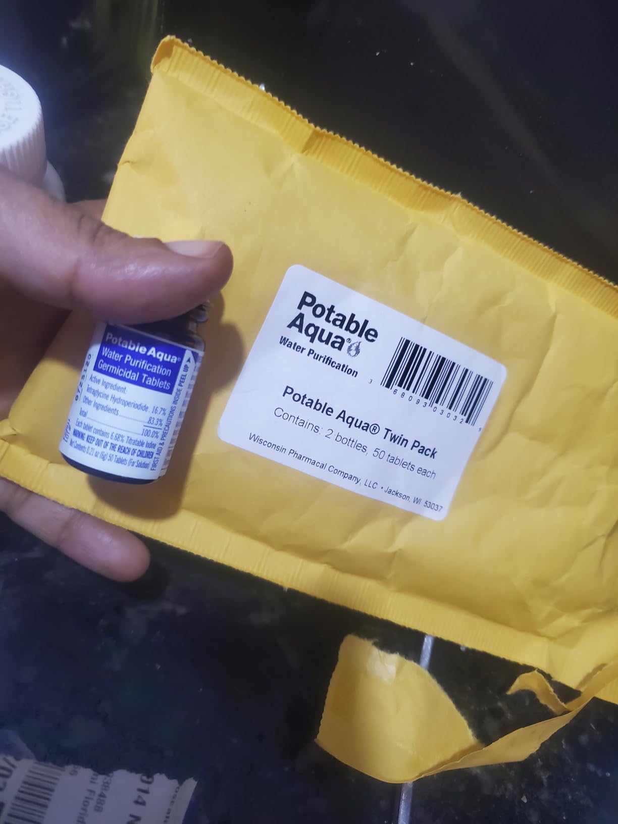 Potable Aqua Water Purification Tablets, Portable and Effective Water Purification Solution for Camping, Hiking, Emergencies, Natural Disasters and International Travel, Two 50ct Bottles customer photo 1