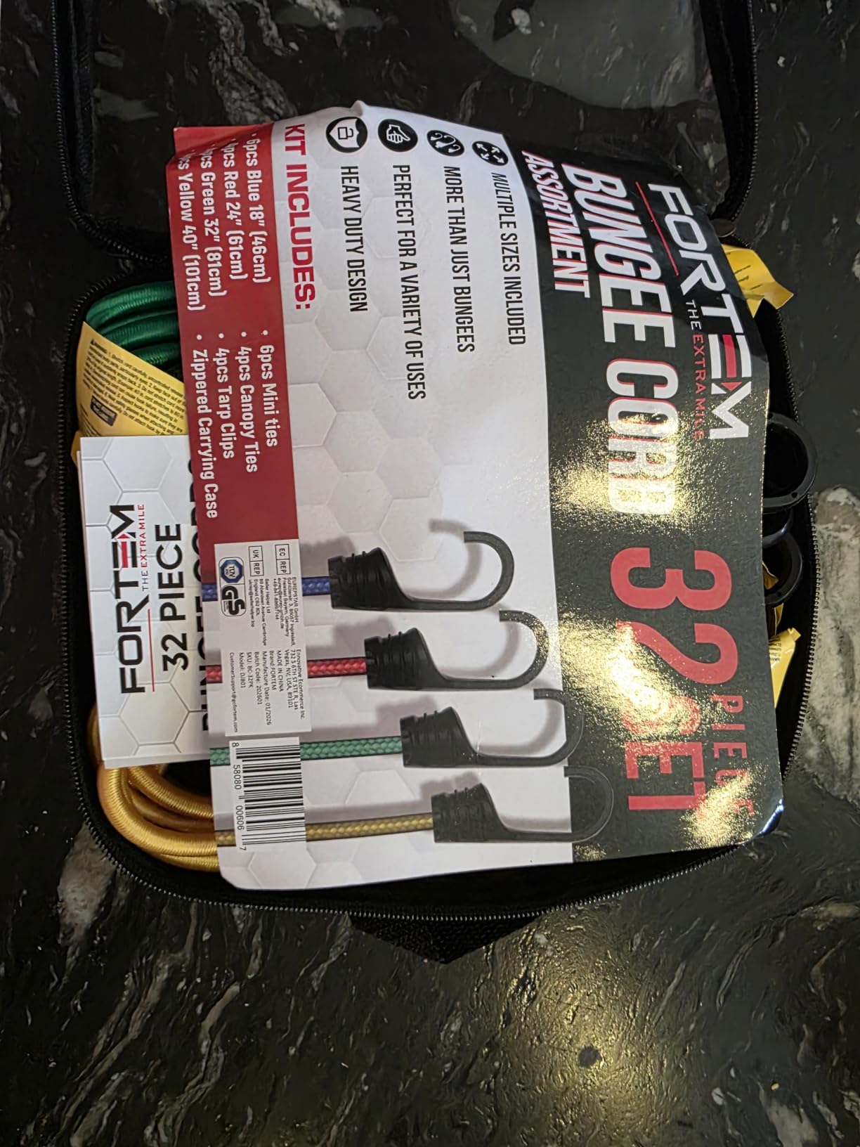 FORTEM Bungee Cords with Hooks, 32pk 10