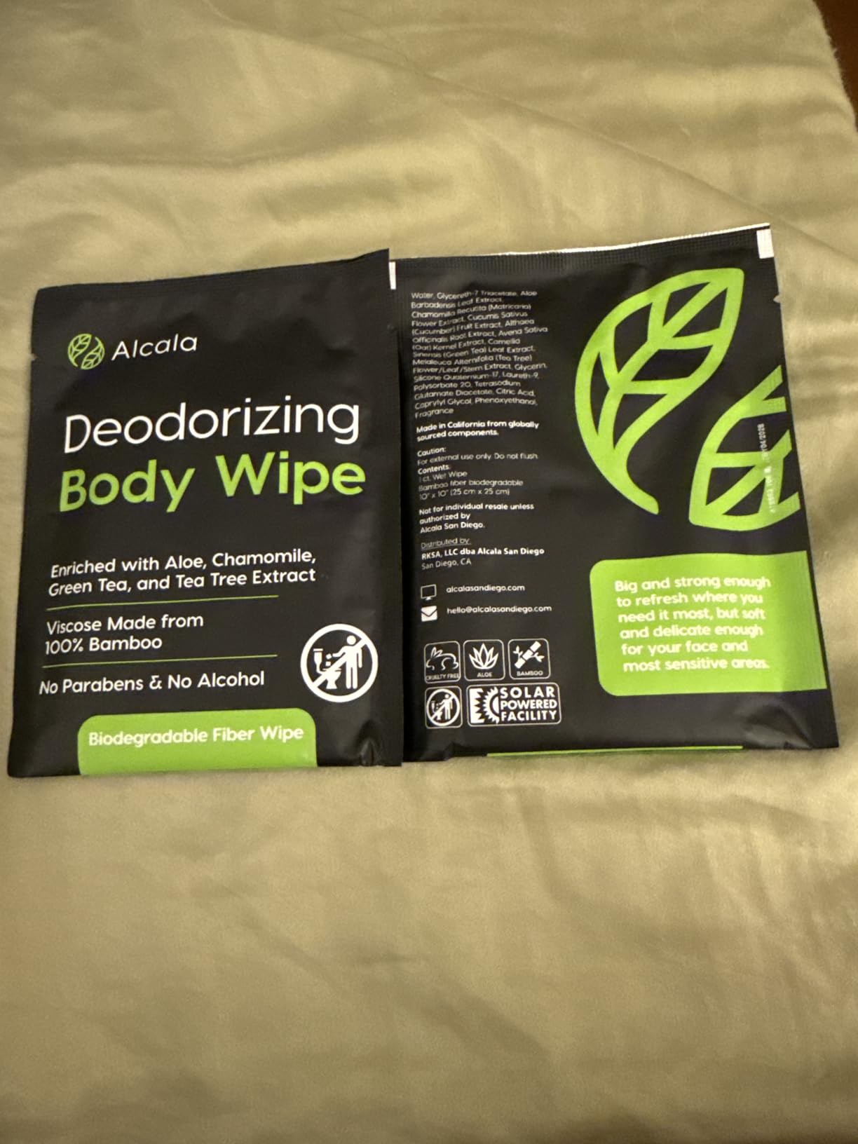 Alcala Deodorizing Body Wipes Individual Shower Wipes 100% Pure Biodegradable Bamboo Wet Wipes with Aloe Tea Tree Adult Body Wipes for Women & Men Ideal for Camping Hiking, Hospitals & Gym (30 Pack) customer photo 1