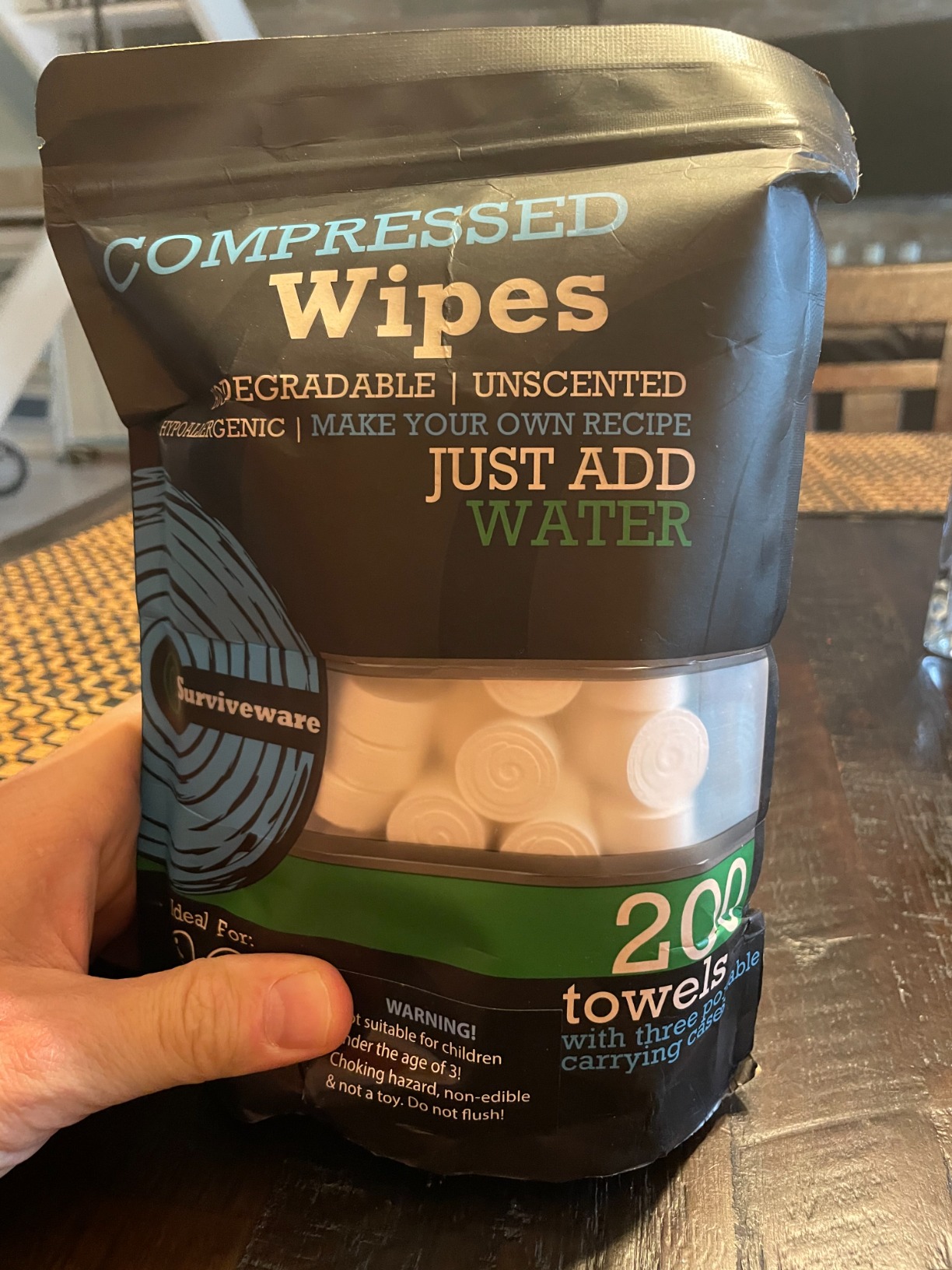 Surviveware Biodegradable Wipes Men or Women - Shower Wet Wipes | For Face, Body, Butt, Outdoors, Travel, Camping Post Workout, Total of 32 Wipes, 32 Count, Pack of 1 customer photo 2