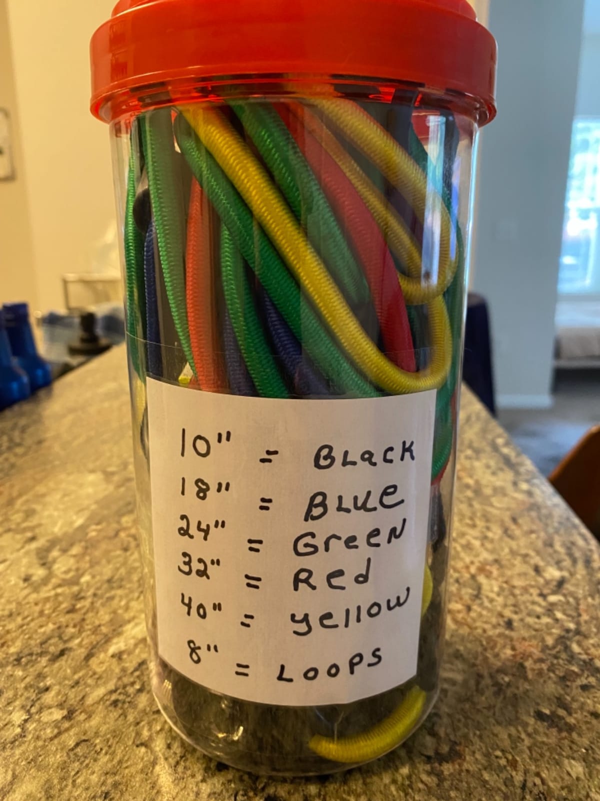 EFFICERE 24-Piece Premium Bungee Cord Assortment in Storage Jar - Includes 10