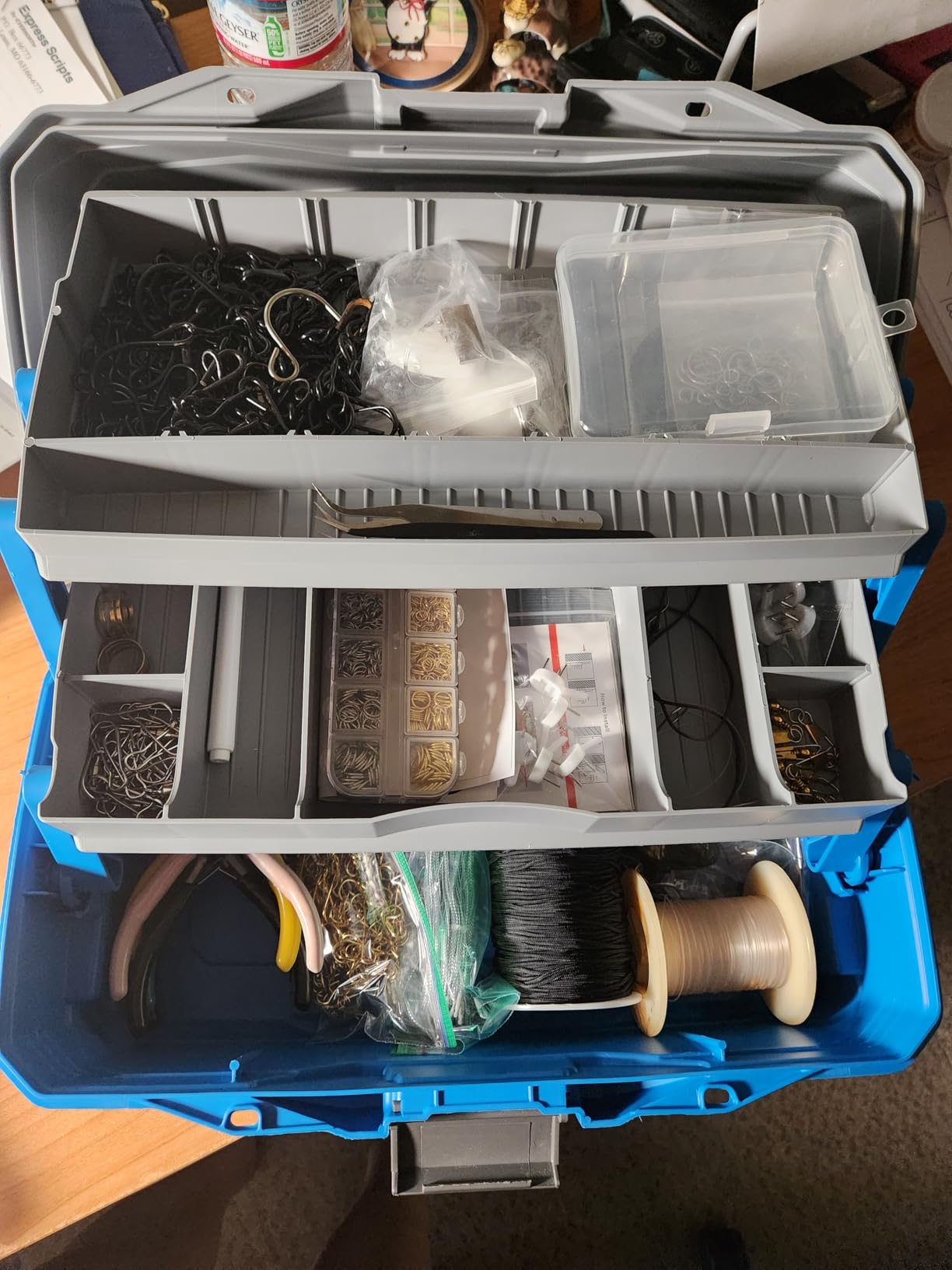 Flambeau Outdoors 6382TB 2-Tray Tackle Box - Classic Fishing Lure Storage Organizer, Medium Portable Tackle Box, 15 Tray Compartments, Blue/Gray customer photo 1