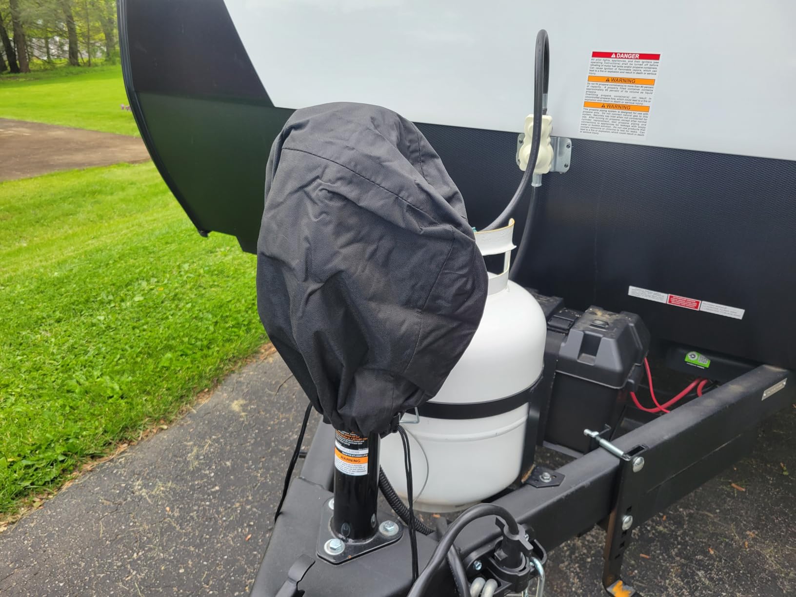 BougeRV RV Electric Tongue Jack Cover, 600D, Universal, Black | RV Trailer Electric Tongue Jack Protective Cover, Camper Accessories for Outside Storage, 14