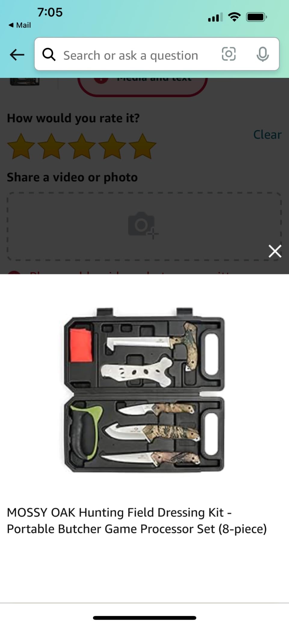 Mossy Oak Field Dressing Kit Hunting Deer Knife Set (8-Piece) | Portable Butcher Game Processor Set, Stainless Steel Hunting Knife Set customer photo 1