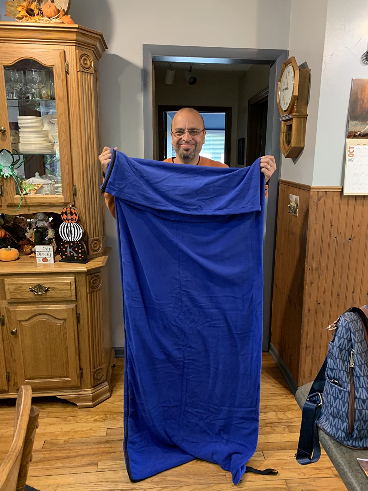 REDCAMP Fleece Sleeping Bag Liner for Adult, Navy Blue | Warm or Cold Weather 75