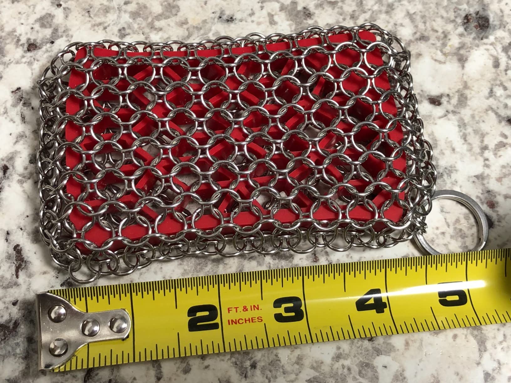 Lodge Chainmail Scrubbing Pad, Stainless Steel, Red | Heavy Duty Stainless Steel Cast Iron Scrubber with Silicone Grip, Reusable Cleaning Pad for Cookware & Kitchen customer photo 2