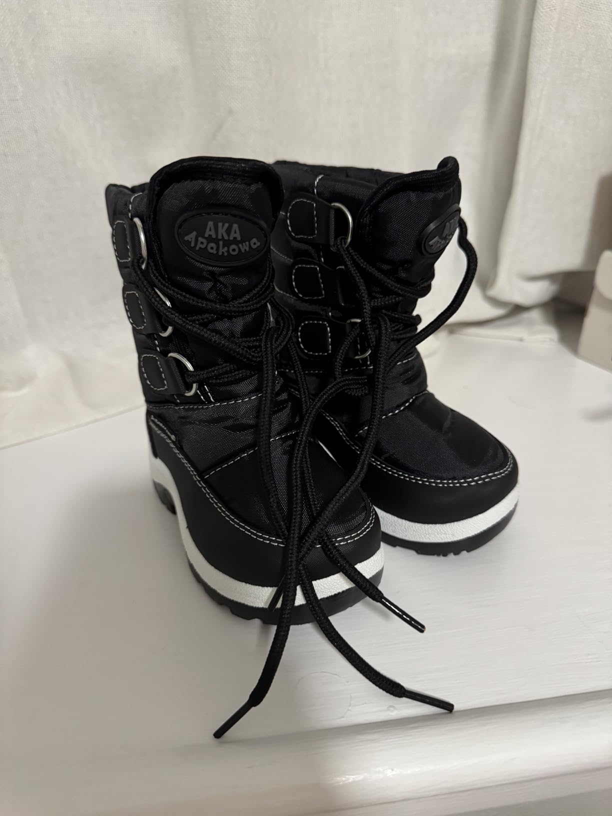 Apakowa Kids Girls Insulated Fur Winter Warm Snow Boots Toddler/Little Kid customer photo 2