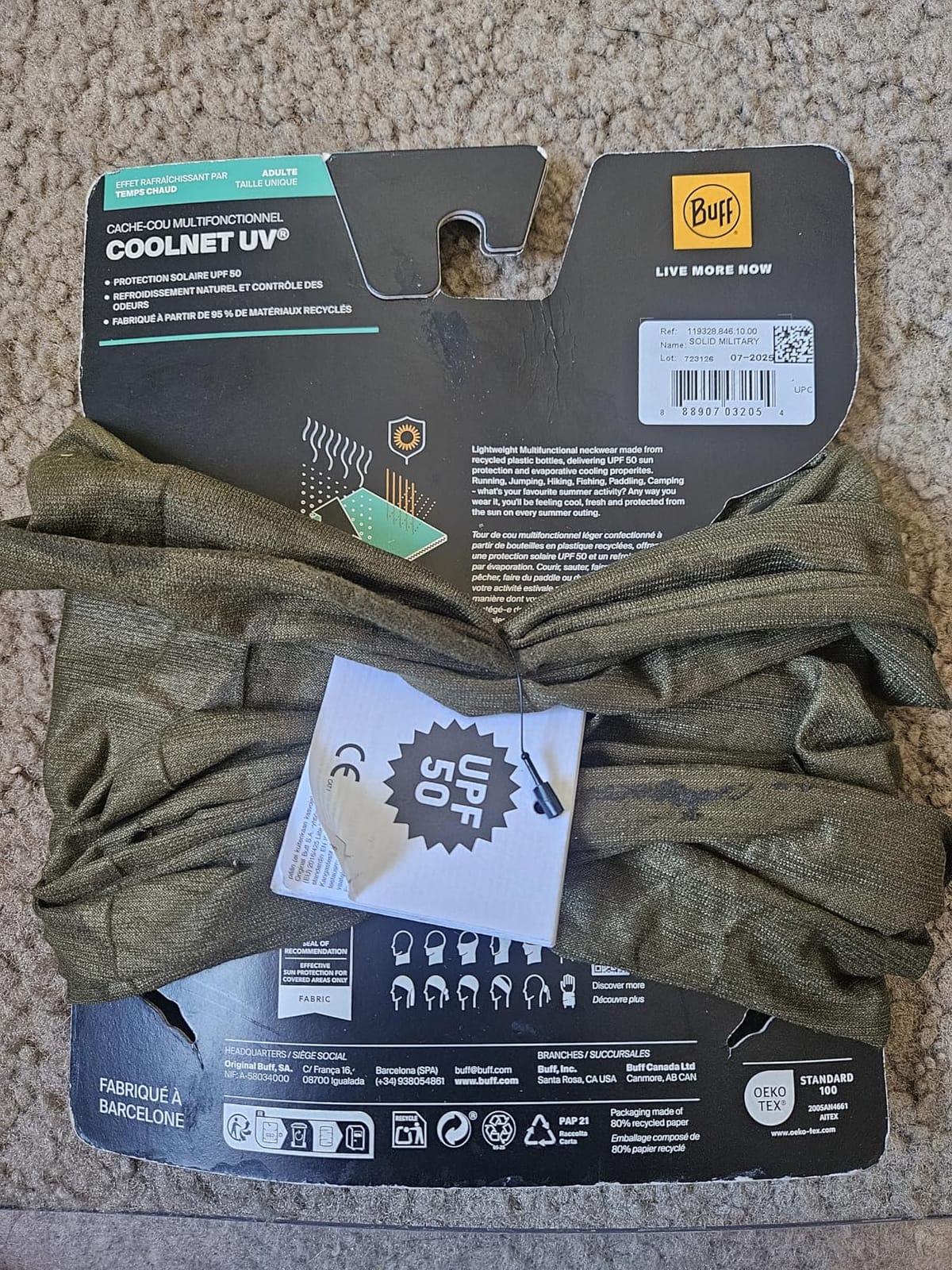 Buff CoolNet UV Neck Gaiter, UPF 50 Sun Protection, Breathable, Versatile, Quick Dry Face Mask, Solid Colors, Adult Size customer photo 1