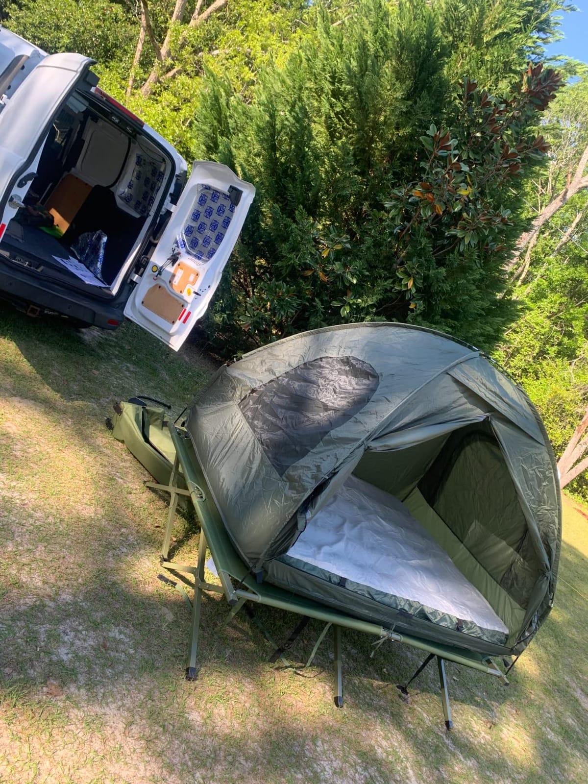 Outsunny 2 Person Cot Tent 4-in-1 Elevated Bed Combo with Air Mattress | Bed Cover, Foot Pump, Folding Off-Ground Camp Cot, Hiking, Backpacking customer photo 1
