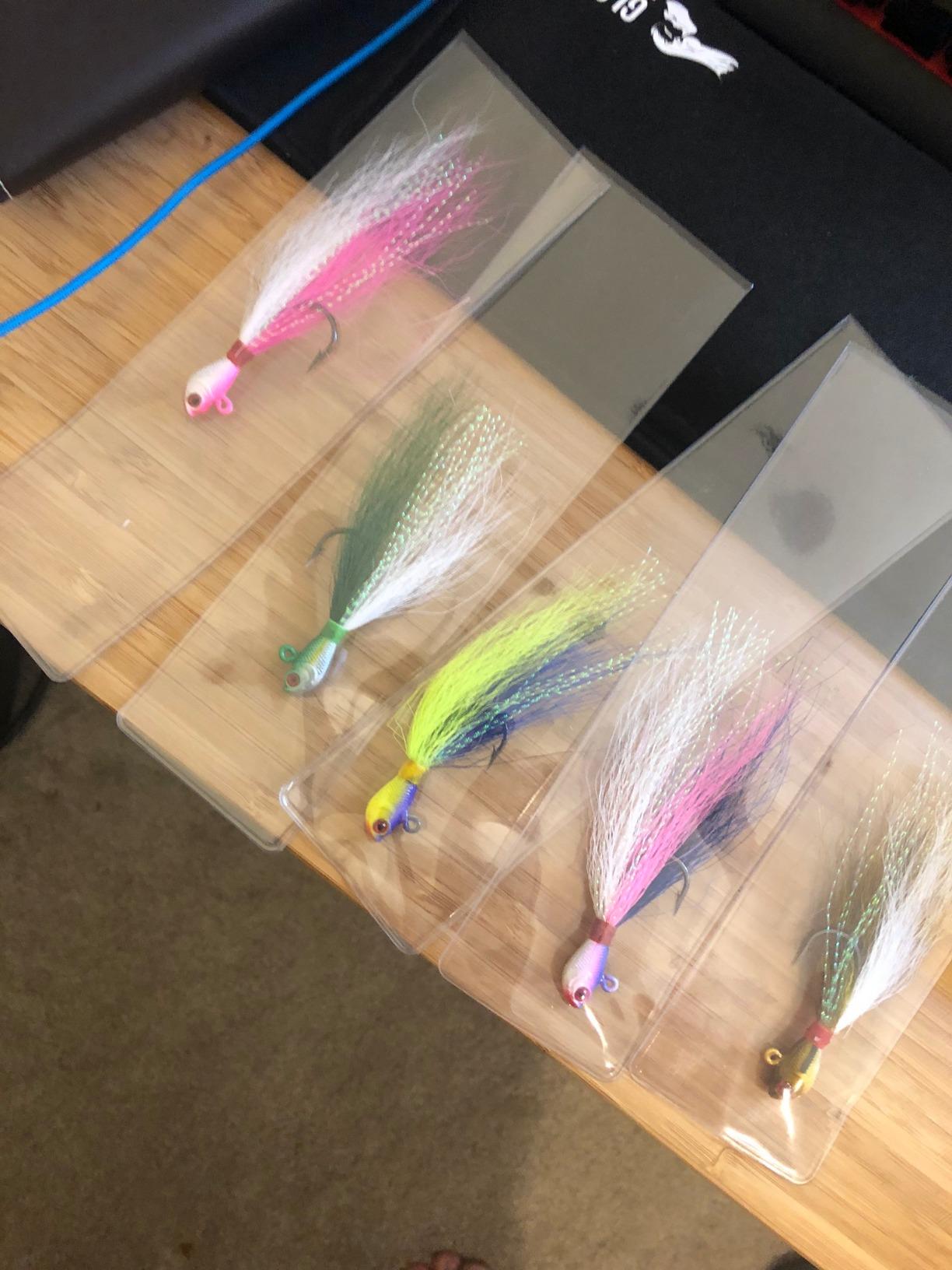 Bucktail Jigs Saltwater Lures,3/5PCS Bucktail Hair Jigs Head Fishing Lure Baits Assorted Kit for Bass Striper Bluefish Surf Fishing 1/4oz 1/2oz 1oz 1.5oz 2oz customer photo 1