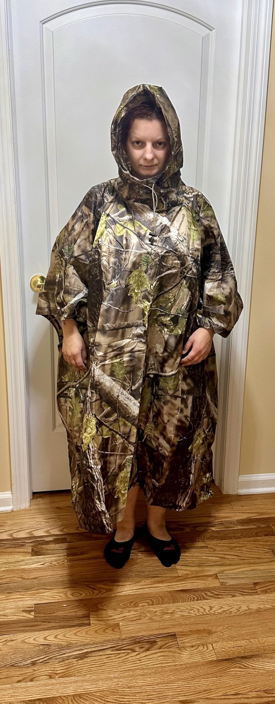 Camouflage Rain Poncho Hooded Waterproof Camo Raincoat with Blind Pattern for Hunting Hiking Camping Fishing customer photo 1