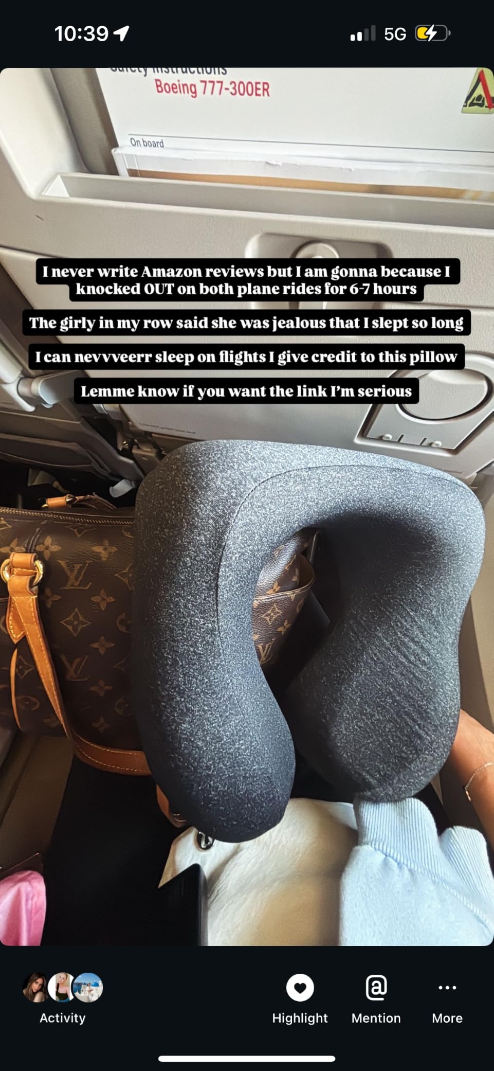napfun Neck Pillow for Traveling, Upgraded Travel Neck Pillow for Airplane 100% Pure Memory Foam Travel Pillow for Flight Headrest Sleep, Portable Plane Accessories customer photo 1