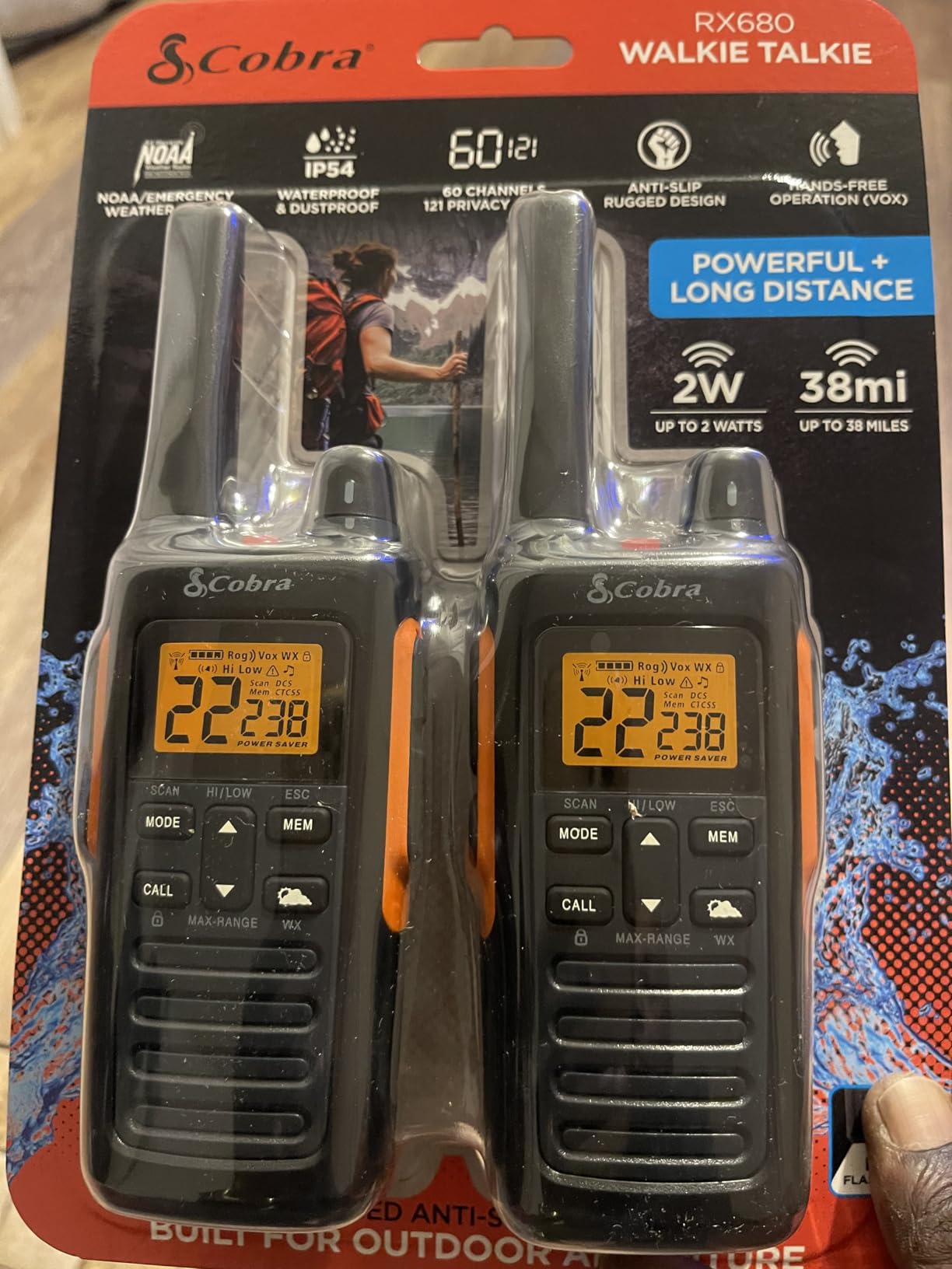 Cobra RX680 Walkie Talkies (2-Pack), IP54 Water Resistant, Rugged & Splashproof Two Way Radios Long Range, 60 Pre-Programmed Channels, Weather Alerts customer photo 2