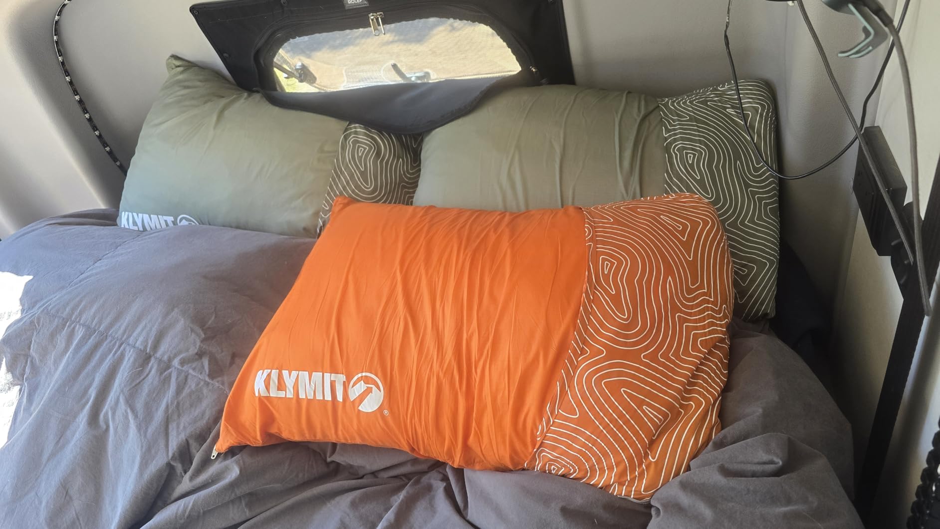 Klymit Drift Camping Pillow, Shredded Memory Foam Travel Pillow with Reversible Cover for Outdoor Use, Green, Large customer photo 1