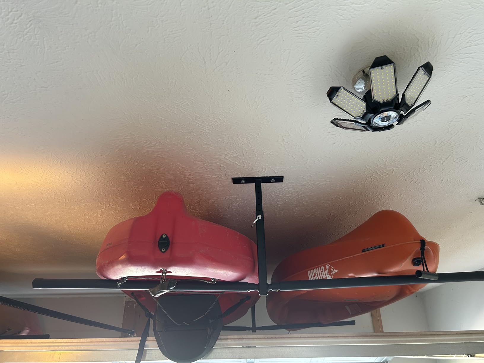 StoreYourBoard Standup Paddle Board and Surfboard Garage Storage Rack - Adjustable Ceiling Mount Hanger for SUP Storage, Heavy Duty Overhead Paddleboard Organizer for Garage, Space Saving Rack customer photo 1