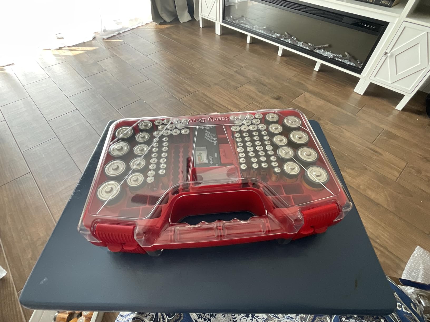 Ontel Battery Daddy Storage & Organizer Case w/Tester, Stores & Protects Up to 180 Batteries, Double-Sided, Clear Locking Lid, Secure Latches & Portable Carrying Handle - Red (Batteries Not Included) customer photo 1