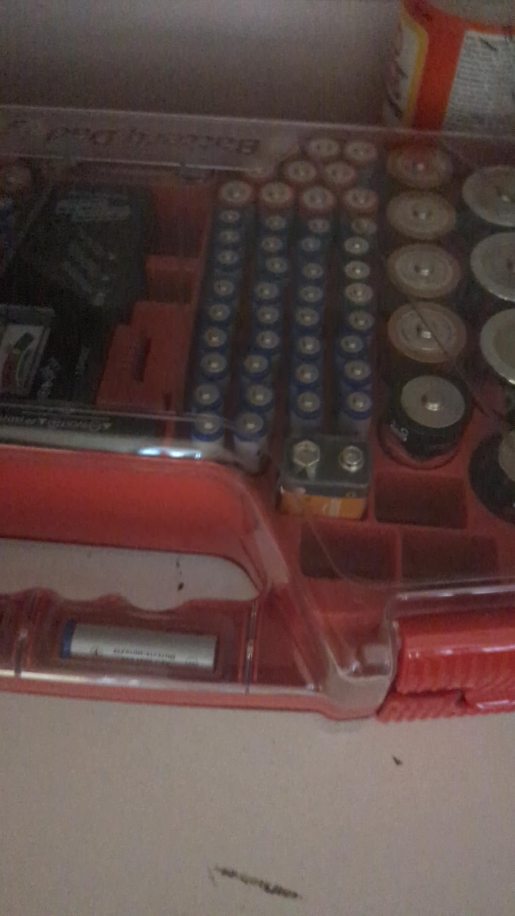 Ontel Battery Daddy Storage & Organizer Case w/Tester, Stores & Protects Up to 180 Batteries, Double-Sided, Clear Locking Lid, Secure Latches & Portable Carrying Handle - Red (Batteries Not Included) customer photo 2