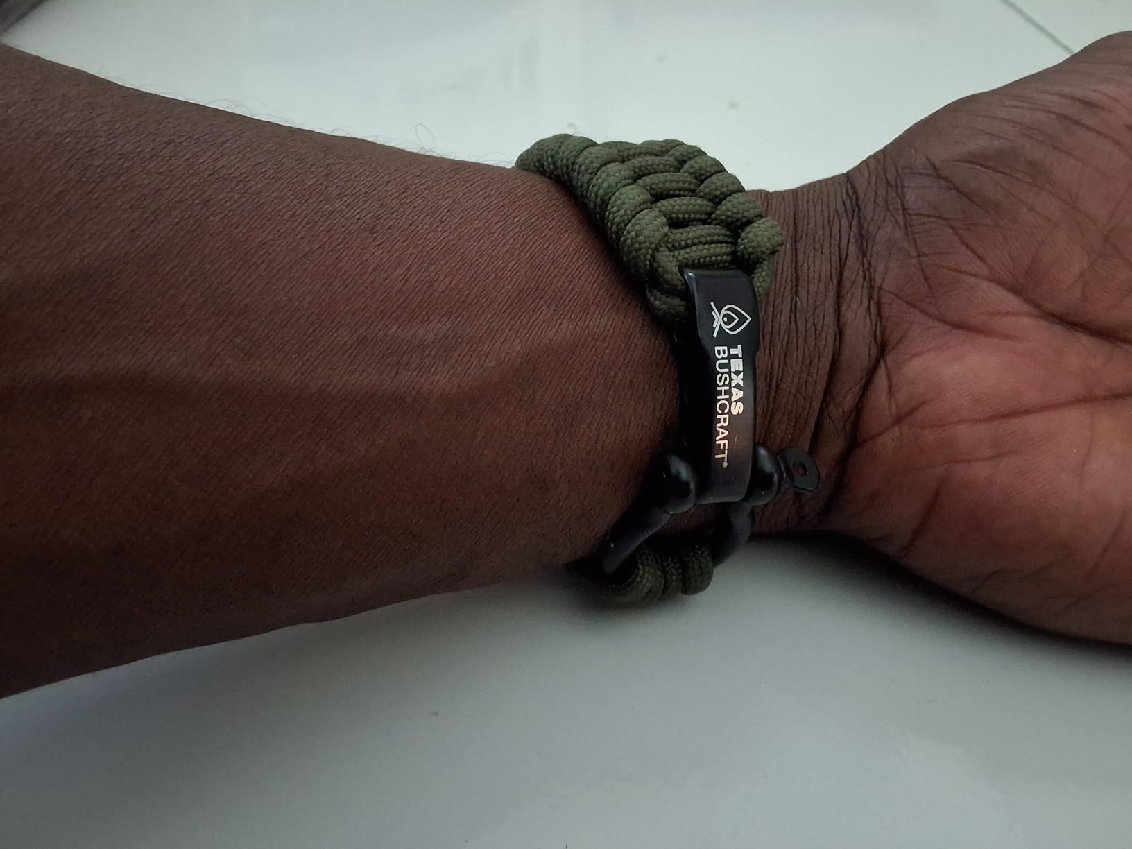 Firecraft Cord Survival Bracelet - Paracord Bracelet with Bow Shackle for Camping and Emergency - 3 Extra Strands Include Wax Thread, Tinder, and Fishing Line customer photo 2