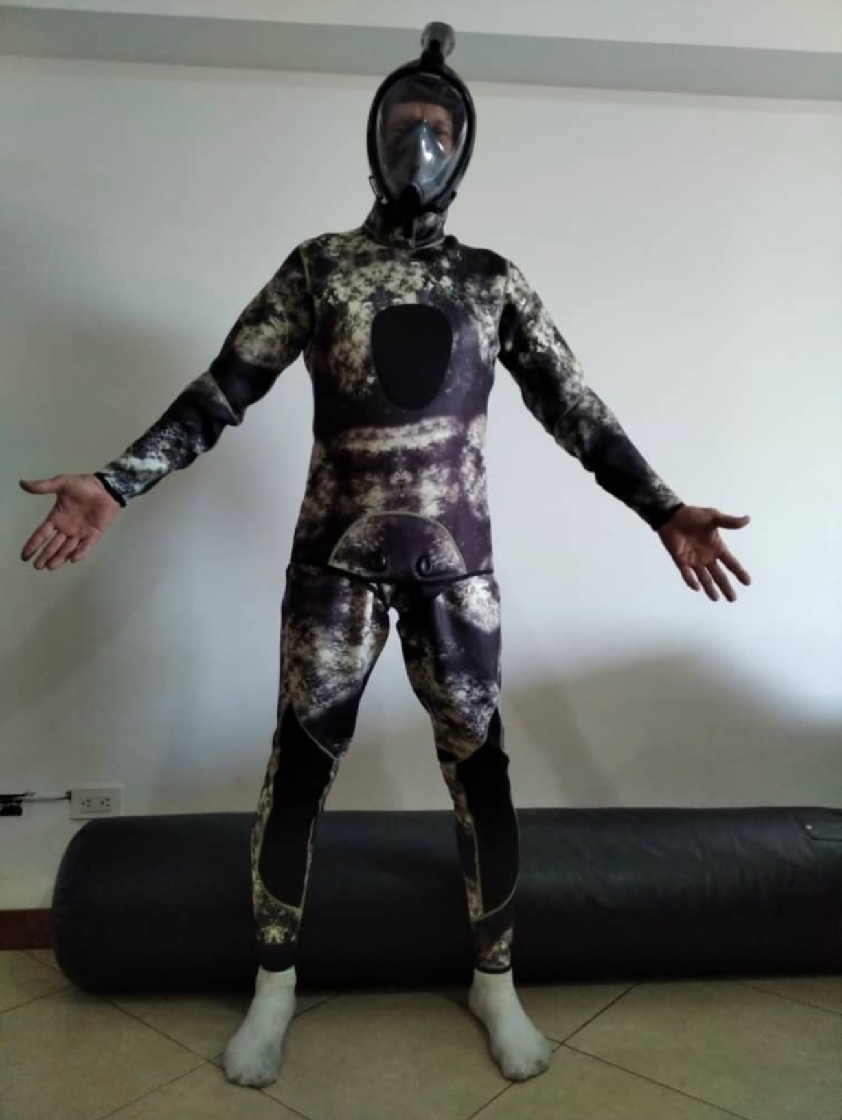 Nataly Osmann Camo Spearfishing Wetsuits Men 3mm /1.5mm Neoprene 2-Pieces Hooded Super Stretch Diving Suit customer photo 1