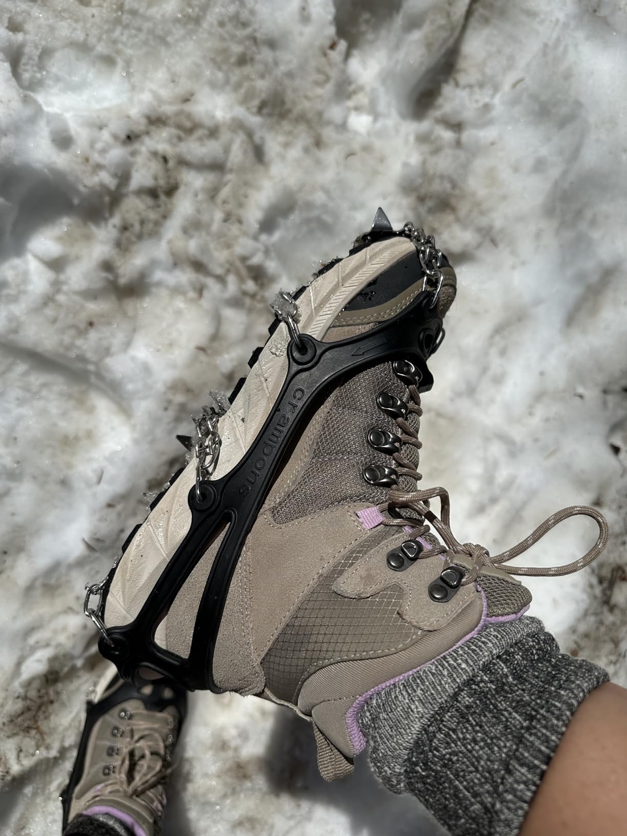 Crampons for Shoes, Traction Cleats Ice Snow Grips with 19 Stainless Steel Spikes, Shoe Talons Anti - Slip Boots Spikes for Walking, Jogging, Climbing and Hiking customer photo 1