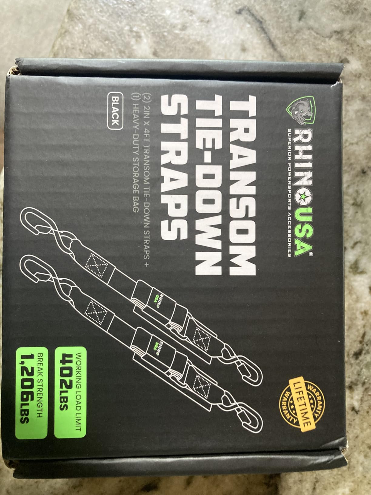Rhino USA Boat Transom Straps (2-Pack) - Trailer Tie Downs for Boats | 2in x 48in Adjustable Tie Downs to Trailer. Ultimate Transom Straps for Trailering Safety with Boat, Jet Ski & Pontoon customer photo 2