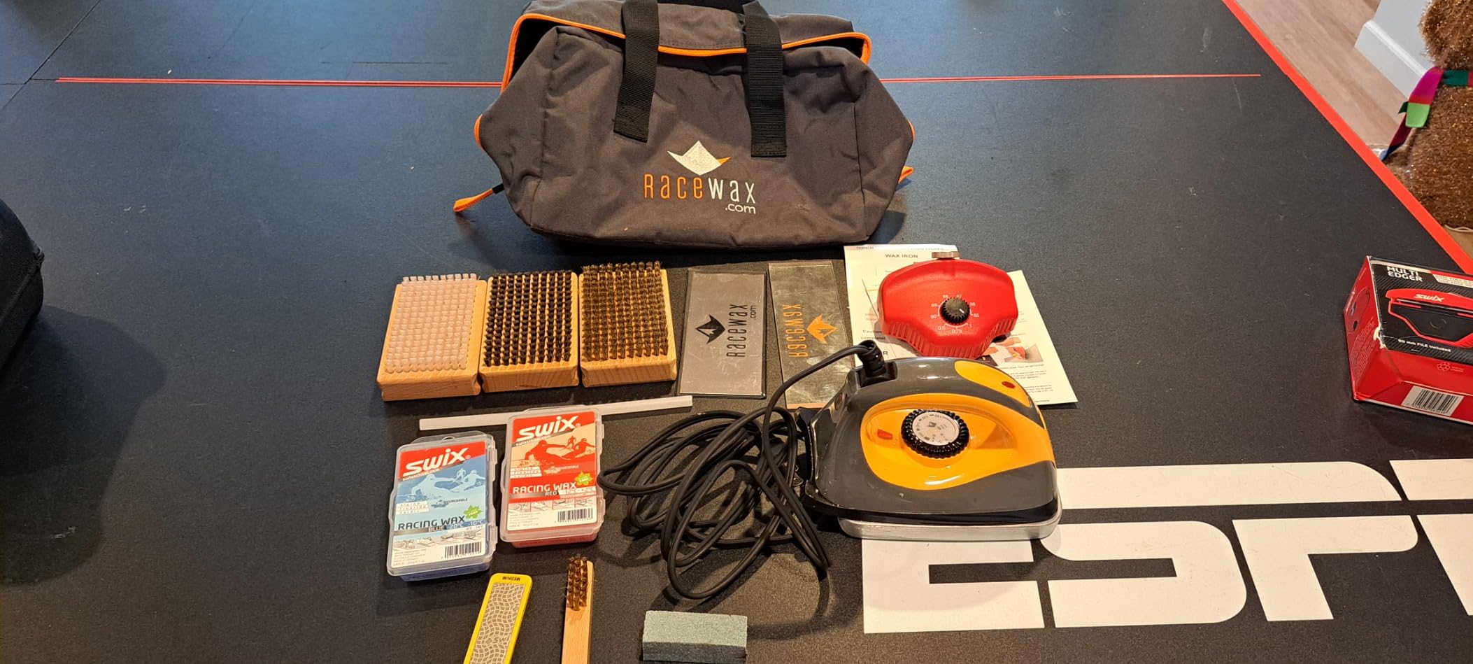 RaceWax Elite Ski and Snowboard Tuning and Waxing Kit - Complete with Waxing Iron, Angled Edge Tuner, Universal Temperature Wax, Edge Tools, Base Repair Tools, and Cordura Travel Bag - (PC-7909) customer photo 1