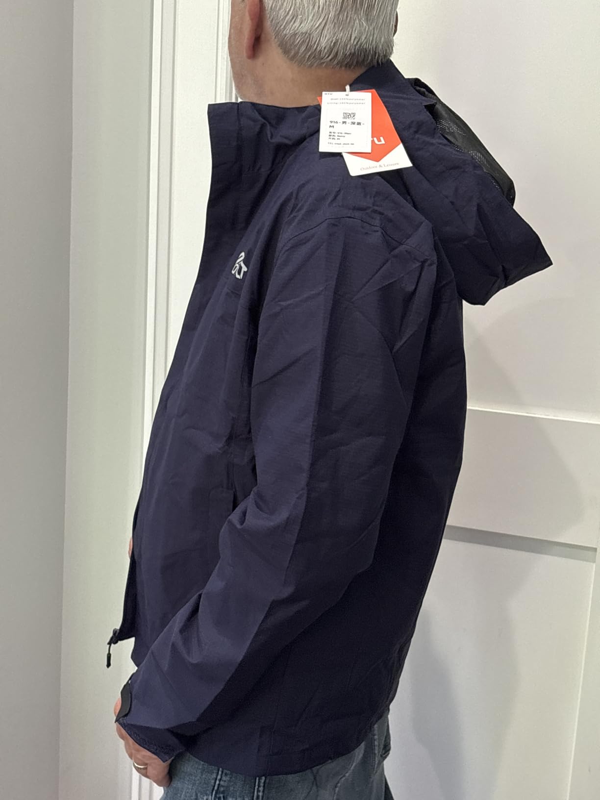 Men's Lightweight Waterproof Hooded Rain Jacket Outdoor Raincoat Shell Jacket for Hiking Travel customer photo 2