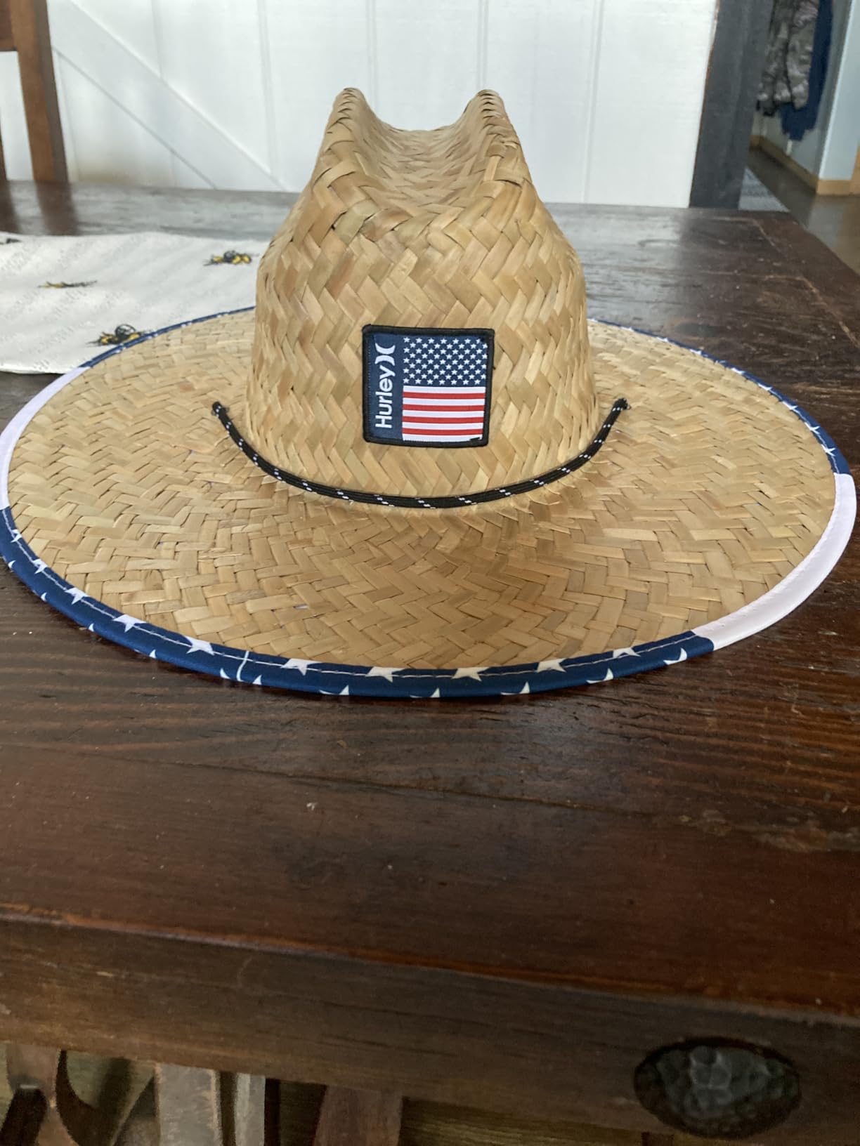 Hurley Mens Straw Sun Hat Wide Brim Channel Island Lifeguard, Chin Strap | Durable Woven Construction Offers Full Sun Coverage, Lightweight Ventilated Weave Stays Cool at the Beach customer photo 1