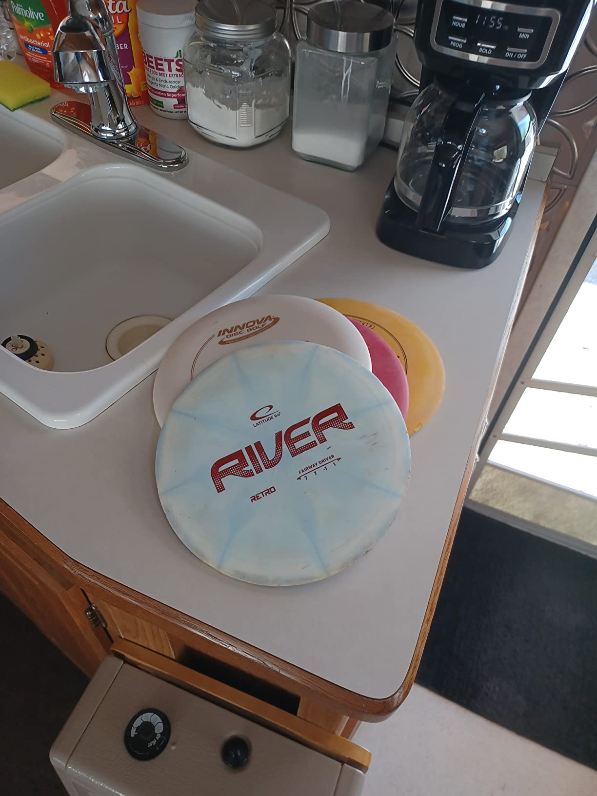 Latitude 64 Retro Burst River | Disc Golf Fairway Driver | Easy-to-Throw Disc Golf Driver for Beginners | Straight Flying | 170g+ Frisbee Disc | Unique Burst Patterns | Blue customer photo 1