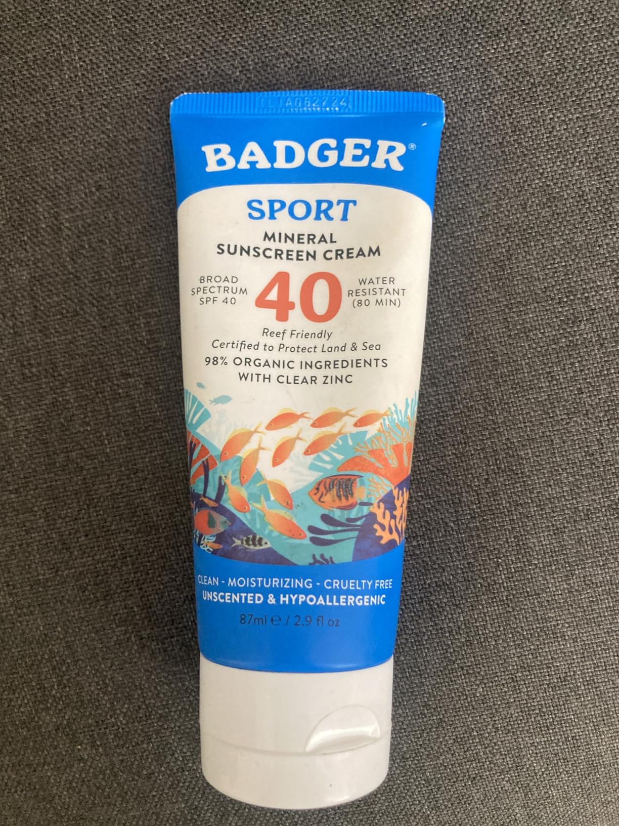 Badger Sport Mineral Sunscreen, Reef Safe, SPF 40, 98% Organic with Zinc Oxide, Water Resistant, Hawaii Reef Act 104 Compliant, Unscented & Hypoallergenic, For Sports & Adventures, 2.9 fl oz customer photo 2